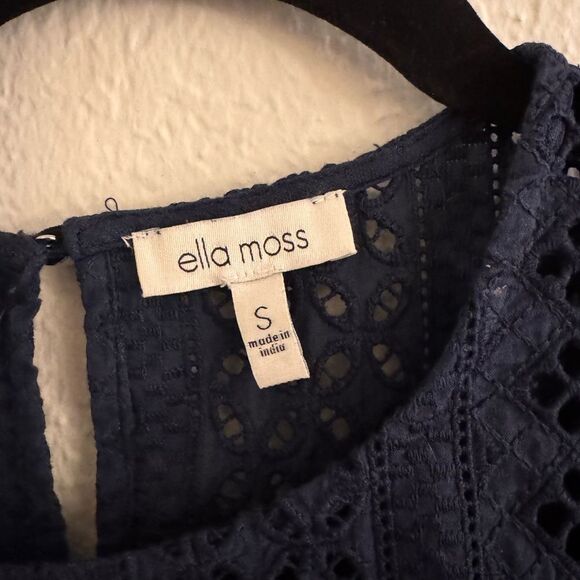 Ella Moss Blue Puff Sleeve Blouse with Bib Collar - Picture 4 of 8